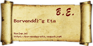 Borvendég Eta névjegykártya